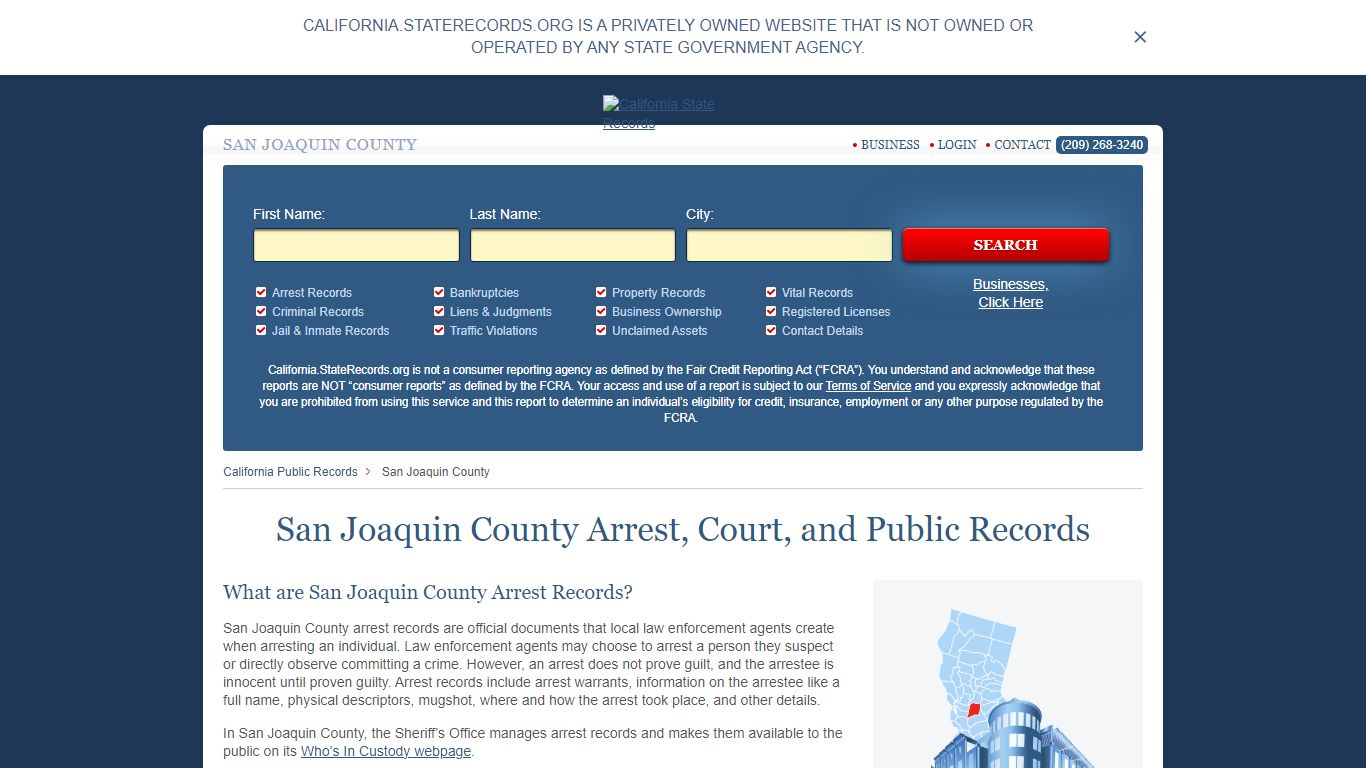 San Joaquin County Arrest, Court, and Public Records